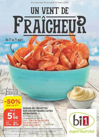 Bi1 Queues de crevettes non décortiquées cuites réfrigérées offre
