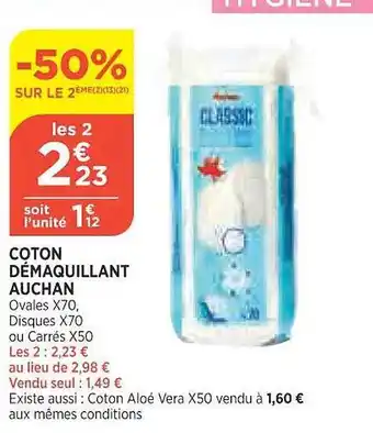 Coton démaquillant auchan