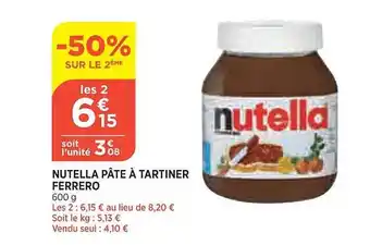 Bi1 Nutella pâte à tartiner ferrero offre