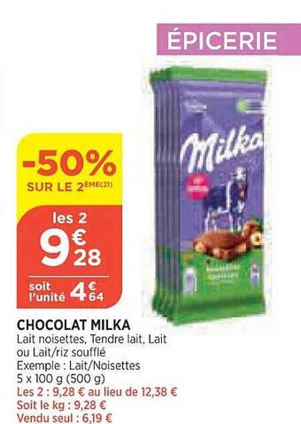 Bi1 Chocolat milka offre