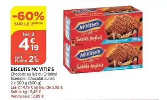 Bi1 Biscuits mc vitie's offre
