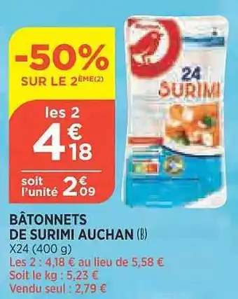 Bi1 Bâtonnets de surimi auchan offre
