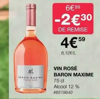 Costco Vin rosé baron maxime offre