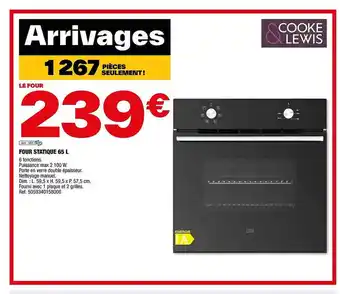 Brico Dépôt Four statique 65l cooke & lewis offre