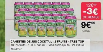 Costco Canettes de jus cocktail 12 fruits - tree top offre
