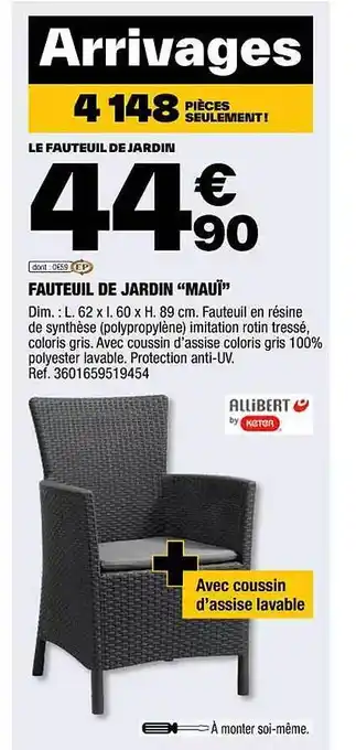 Brico Dépôt Fauteuil de jardin offre