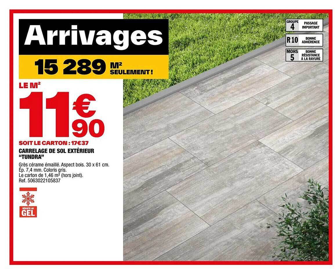 Dalle Grès Cérame 20 Mm Brico Dépôt Promo Carrelage de sol extérieur chez Brico Dépôt