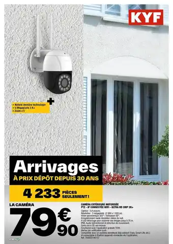 Brico Dépôt Caméra extérieure motorisée ptz - ip connectée wifi - ultra hd 5mp 2k+ kyf offre