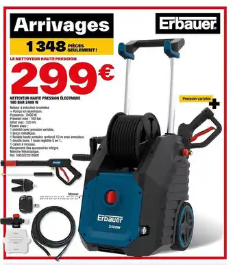 Brico Dépôt Nettoyeur haute pression électrique 160 bar 2400 w erbauer offre