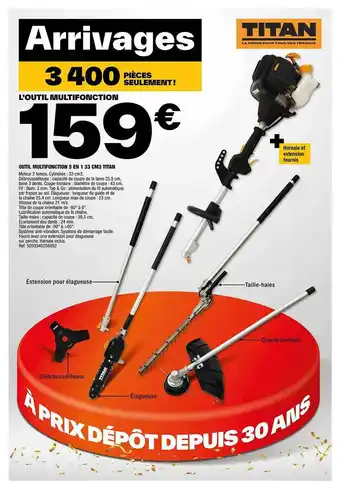Brico Dépôt Outil multifonction 5 en 1 33 cm³ titan offre