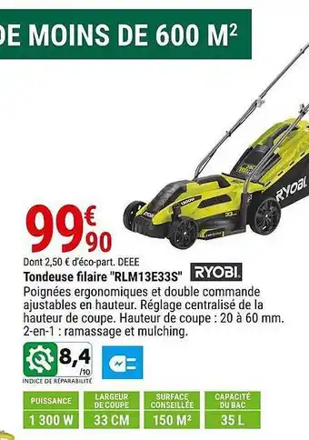 Gamm vert Tondeuse filaire offre