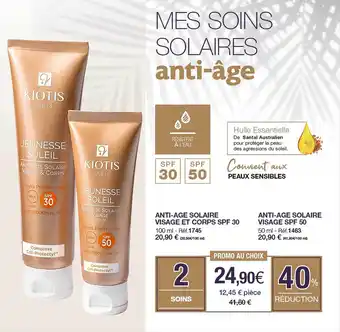 Stanhome Anti-âge solaire visage et corps spf 30 kiotis, anti-âge solaire visage spf 50 kiotis offre