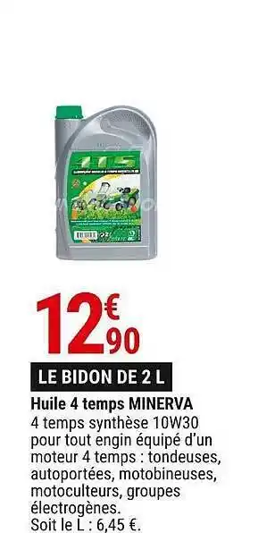 Gamm vert Huile 4 temps minerva offre