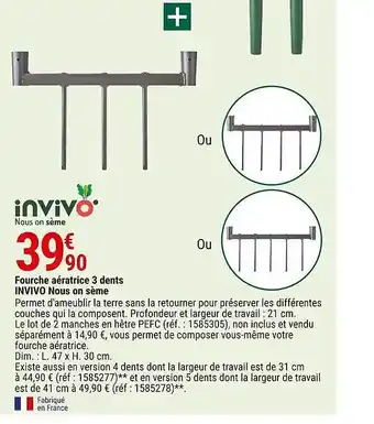 Gamm vert Fourche aératrice 3 dents invivo nous on sème offre