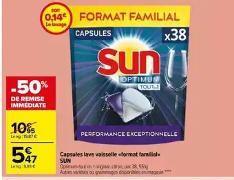 Carrefour Market Capsules lave vaisselle «format familial» sun offre