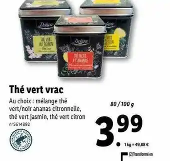 Lidl Thé vert vrac deluxe offre