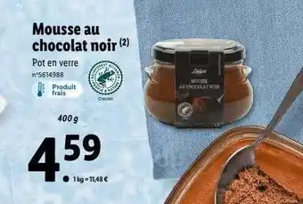 Lidl Mousse au chocolat noir deluxe offre