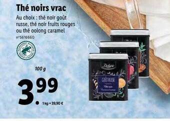 Lidl Thé noirs vrac deluxe offre