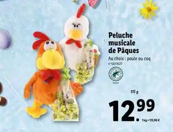 Lidl Peluche musicale de pâques offre