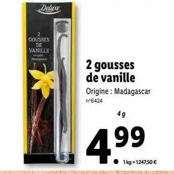 Lidl 2 gousses de vanille deluxe offre