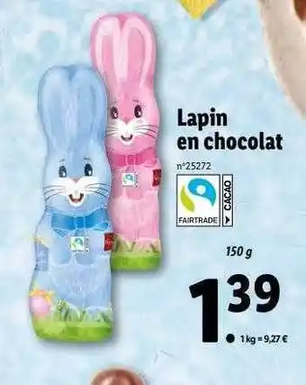 Lidl Lapin en chocolat offre