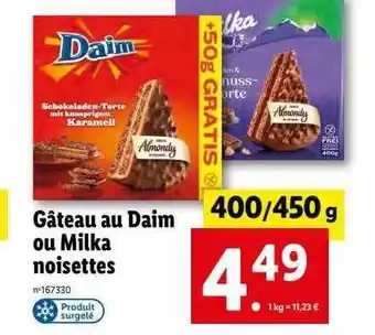 Lidl Gâteau au daim ou milka noisettes offre