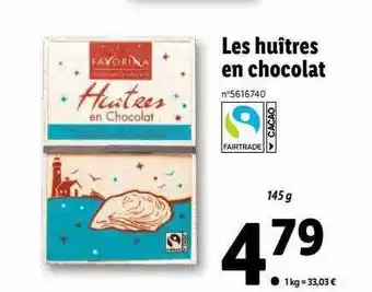 Lidl Les huîtres en chocolat favorina offre