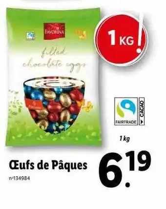 Lidl Œufs de pâques favorina offre