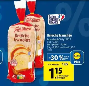 Lidl Brioche tranchée offre