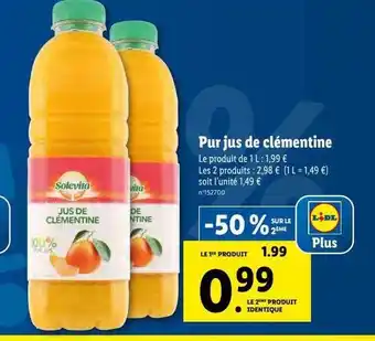 Lidl Pur jus de clémentine solevita offre