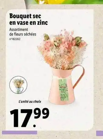 Lidl Bouquet sec en vase en zinc offre