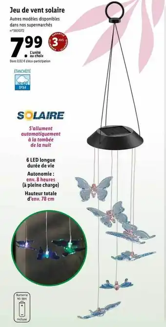 Lidl Jeu de vent solaire offre