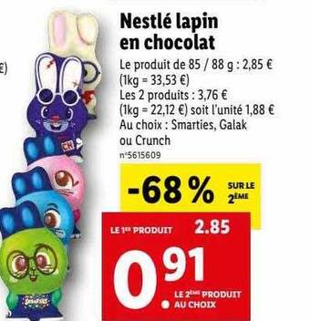 Lidl Nestlé lapin en chocolat offre