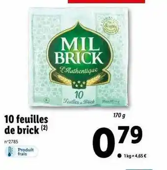 Lidl 10 feuilles de brick offre