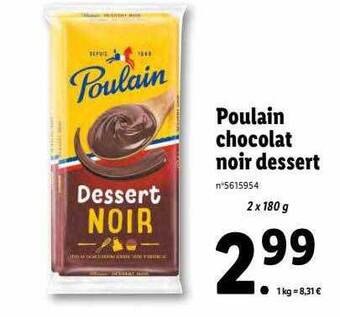 Lidl Poulain chocolat noir dessert offre