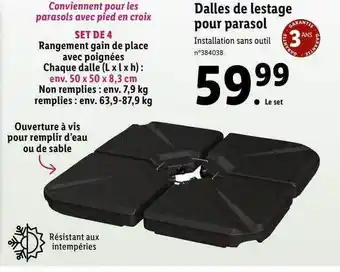 Lidl Dalles de lestage pour parasol offre