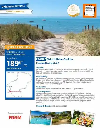 Lidl France saint-hilaire-de-riez : camping riez à la vie 4* offre