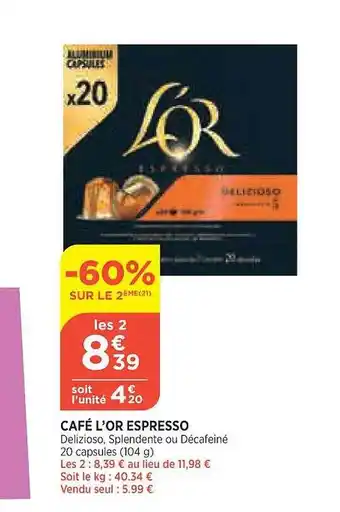 Maximarché Café l'or espresso offre