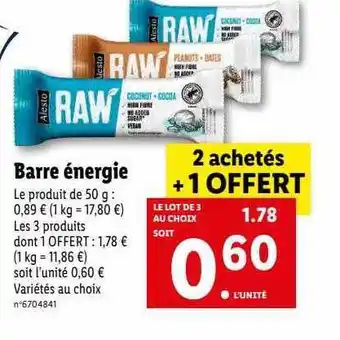 Lidl Barre énergie offre