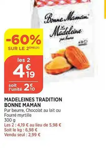Maximarché Madeleines tradition bonne maman offre