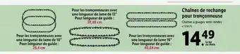 Lidl Chaînes de rechange pour tronçonneuse offre