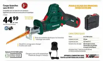 Lidl Coupe-branches sans fil 12v parkside offre
