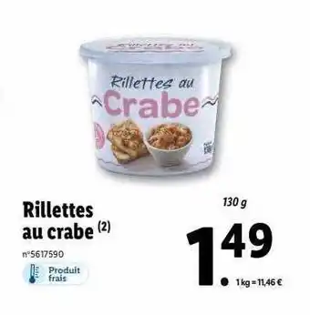 Lidl Rillettes au crabe offre