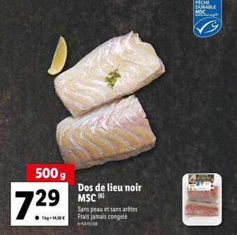 Lidl Dos de lieu noir msc offre