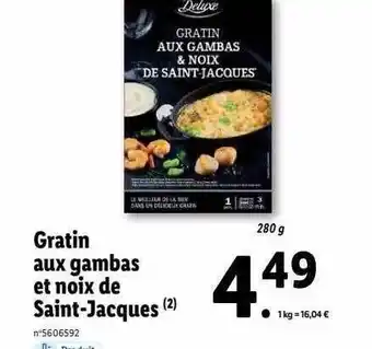 Lidl Gratin aux gambas et noix de saint-jacques deluxe offre