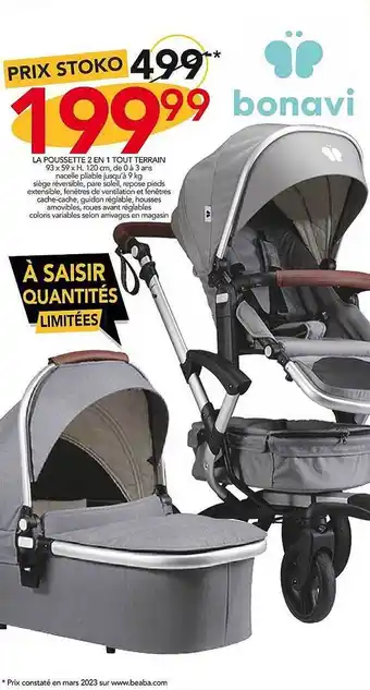 Stokomani La poussette 2 en 1 tout terrain bonavi offre