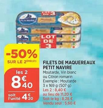 Maximarché Filets de maquereaux petit navire offre