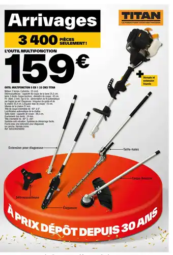 Brico Dépôt Outil multifonction 5 en 1 33cm 3 titan offre