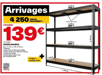 Brico Dépôt Étagère bois/metal offre