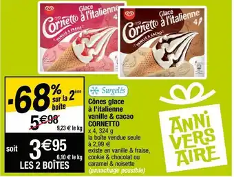 Cora x Carrefour Cônes à la vanille offre